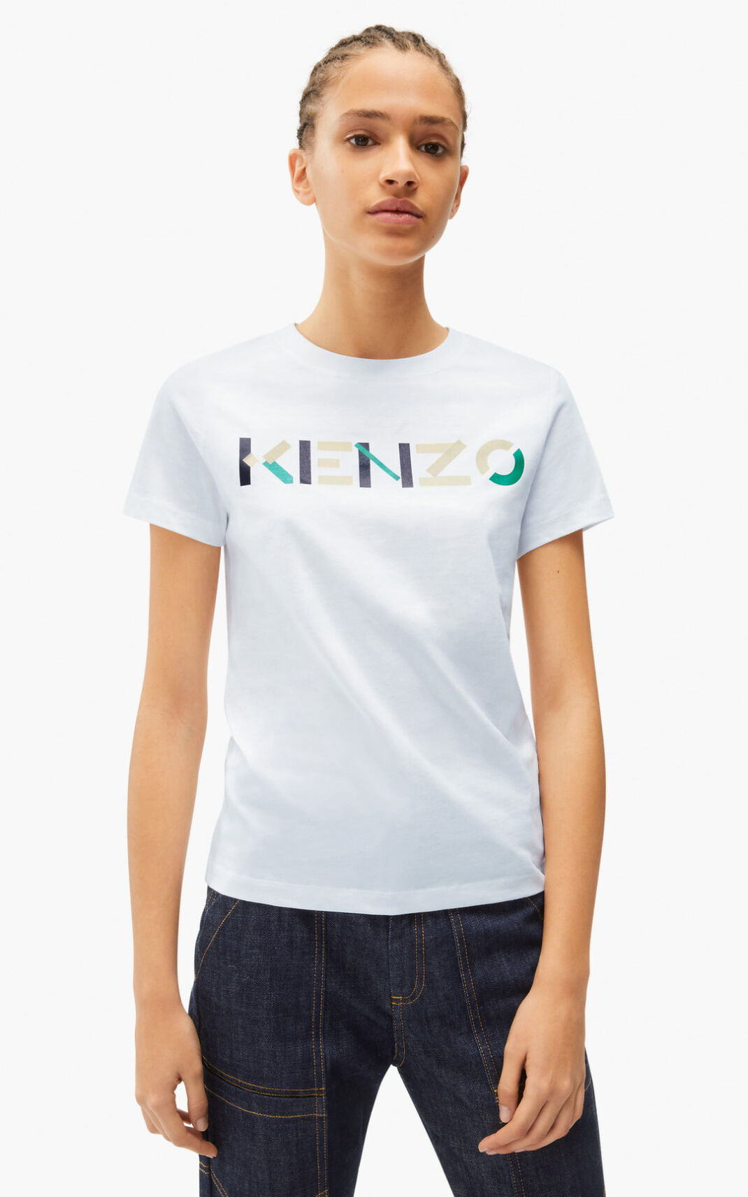 Kenzo with multicoloured logo Ženska Majice Bela SI-1337349